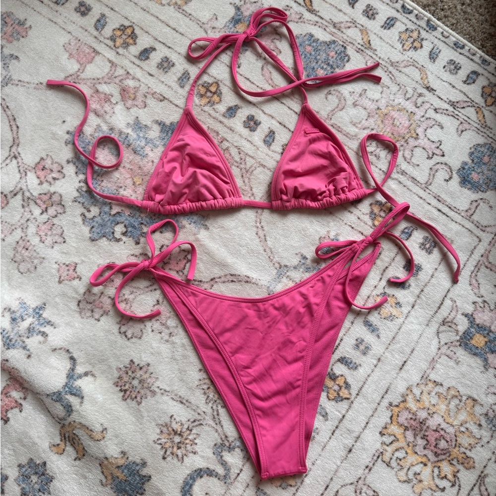 Roxy Hot Pink Triangle String Bikini Set